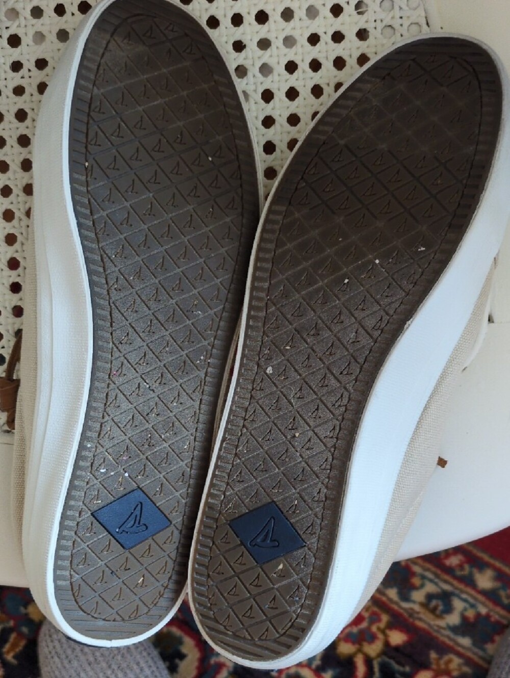 Sperry Cream Canvas Sneakers with Brown Laces - Picture 3 of 6